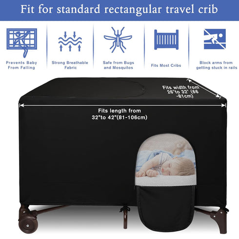 Pack Dofilachy Blackout Cover for N Play - Crib Blackout Cover Tent - Canopy Cover - Breathable Travel Crib Tent