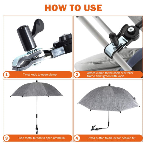 TOYANDONA Stroller Sun Cover Umbrella, Clip On UV Rain Protection Blackout Blind for Strollers, Bicycle, Baby Carriage