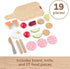 Set, 19-Piece Playset 3+ Fisher-Price Wood Pretend Play Toy Charcuterie Board with Wood & Fabric Food for Preschool