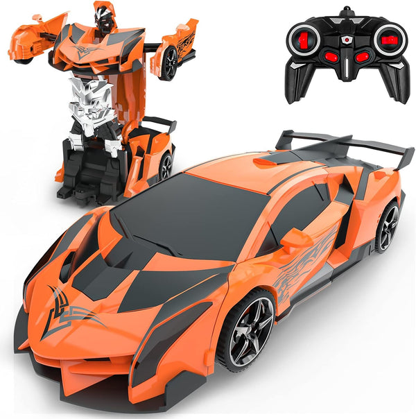 BLUEJAY Transform RC Cars for Boys Ages 4-12, 2.4Ghz 1:18 Scale Remote Control Car Transforming Robot Toy
