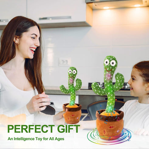 MIAODAM Children Song Version Dancing Cactus, Volume Adjustable Talking Toy, Colorful Glowing Singing Cactus