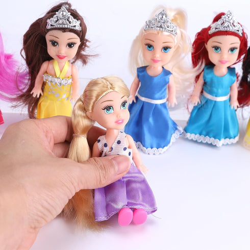 Liberty Imports 12 Pack Miniature Royal Princess Toddler Dolls with Dresses, Girls Fashion Party Favor Collection