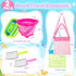 Meaicezli 2 Packs Beach Toys, Sand Toys for Shell Collecting, Collapsible Sand Buckets Shark Tooth Sifter and Mesh Bag