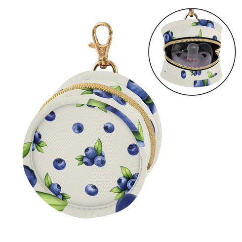 Blue Berry Round Pacifier Storage Case with Zipper, Portable Pacifier Case for Travel, Diaper Bag & Purse, Pacifier