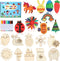 Worgree DIY Wooden Magnets, 36 pcs Art Craft Supplies Painting Kit for Kids Party Favors for Ages 4-12 Birthday Easter