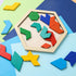 3 Otters Wooden Hexagon Puzzles, Brain Teaser Blocks for Kids, Montessori Educational Shape Pattern Block for All Ages