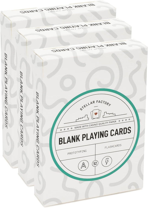 Stellar Factory Premium Blank Playing Cards - 3 Count for Game Design, Prototyping, and Flashcards
