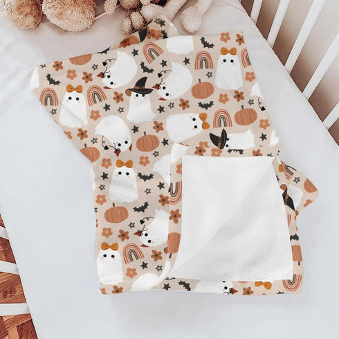 Selgkds 60x80inch Halloween Cats Witch Bats Rainbow Baby Blankets for Girl Boy Pastel Fall Autumn Pumpkin Boho Floral
