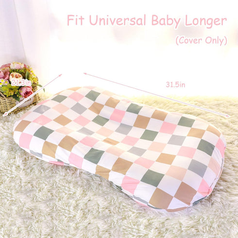 DILIMI Nursing Pillow Cover, Soft Comfortable Baby Lounger Covers for Girls, Newborn Lounger Cover, Colorful Checkered