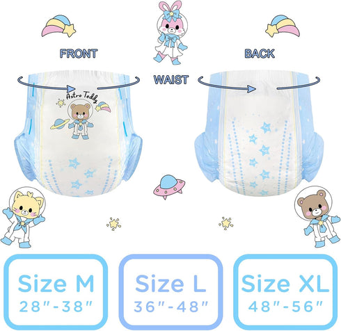 Littleforbig Adult Brief Diapers 10 Pieces - Astro Babies (Medium 28"-38") Printed