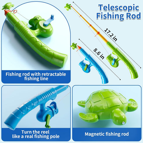 Xelabrion 60 3 4 5 Pcs Magnetic Fishing Pool Toys Game for Kids Toddlers, Fishing Water Table Bathtub Toy