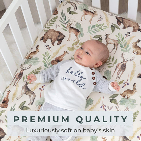 Pobibaby - Premium Single Fitted Baby Boy Crib Sheets for Standard Crib Mattress - Ultra-Soft Cotton Blend, Safe
