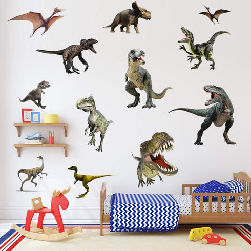 Kiddale 3D Watercolour Dinosaur Kids Wall Stickers, Peel and Stick Removable Wall Decals for Nursery Bedroom