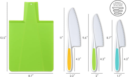 TOVLA JR. Toddler Kitchen Knife and Cutting Board Set, Safe Tools for Ages 3+, Montessori