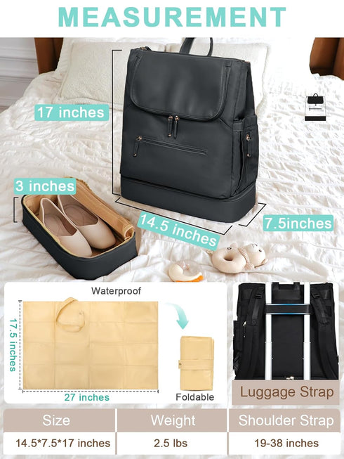 Backpack 14 Backpack MOMINSIDE Diaper Bag - Large Baby Diaper Bag with Pocket, Leather & Nylon Travel Diaper for Mom