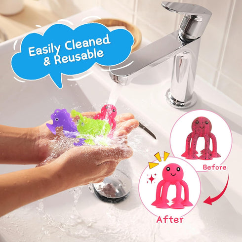 Auvitaya 30 4-8, 3 4 5 6 7 PCS Suction Cup Toys, Baby Bath Tub Toy with Eggshell, Silicone Shower Toys for Age Suction