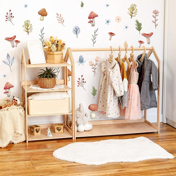 Watercolor Mushroom Wall Decals - Woodland Nursery Wall Stickers for Baby Boys