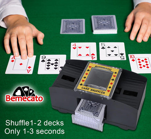 Card Shuffler 2/4/6 Deck, Automatic Electric Playing Card Shuffler, Battery Operated Poker UNO Shuffling Machine, for Family Party Games