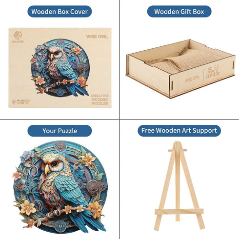 KAAYEE Wooden Jigsaw Puzzles - Unique Shape Advanced Wise Owl Puzzle for Adults, Family Puzzles