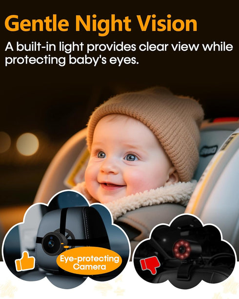 Gwozn 1080P: 3 Setup 7-Inch 2 Dual Baby Car Camera HD Mins Easy Recording Monitor Backseat Camera for Kids with Clear