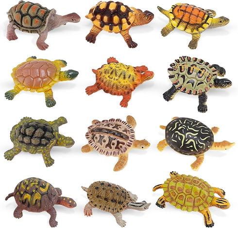 Liberty Imports 12 Piece Miniature Sea Turtle Animal Toys - Hand Painted Tortoise Figurines for Kids Party Favors