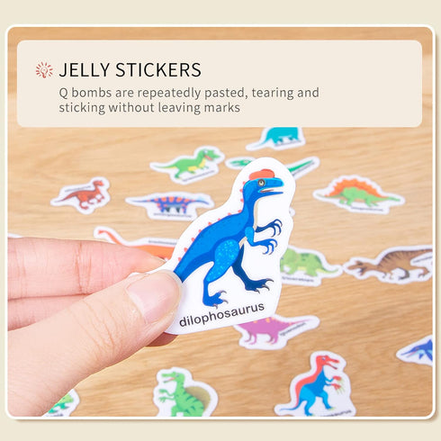 MIKNEKE 6 Pack 1-3 2-4 2 3 4 Jelly Reusable Sticker Books for Toddlers Years, Portable Travel Toys Sticker Activity
