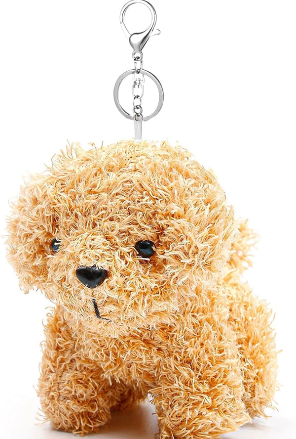Anboor Small Stuffed Animals - 4.8 Inch Cute Puppy Dog Plush with Keychain for Party Favors (Light Brown)