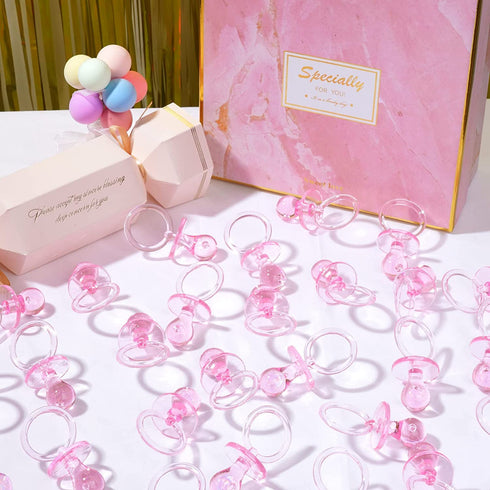 100 2.75 Inch Pieces Plastic Pacifier for Baby Shower, Baby Shower Pacifier for Gender Reveal Party Decoration DIY