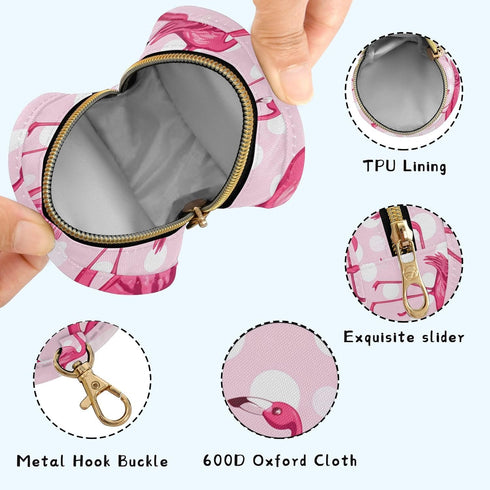 YETTASBIN Flamingos Portable Pacifier Holder Case with Metal Hook Buckle & Zipper for Diaper Bag and Stroller