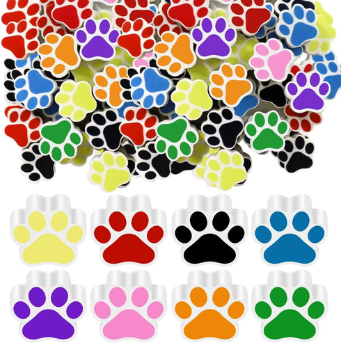 48 Pcs Paw Erasers, 8 Colors, Dog Birthday Party Favors, Cat Party Gifts, Welcome Back to School Supplies