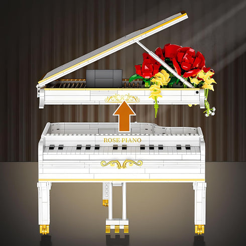 1293pcs Mini Ideas Piano Model Building Block Set, Music Lovers Collection Gift for Boys and Girls (White)