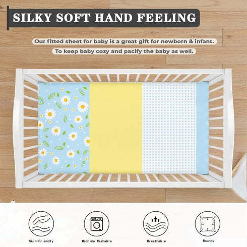 Set 2 of Crib Sheets for Boys, Girls - Fitted Crib Mattress Sheet Neutral Cover for Baby Bed, Toddler Mattress, Soft