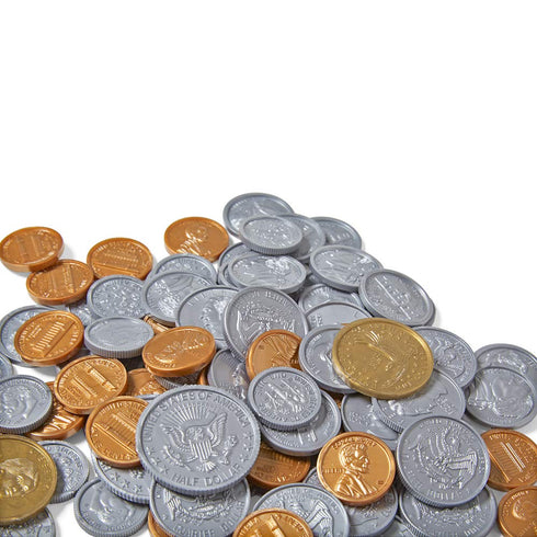 hand2mind Fake Money Coin Assorted Set, Realistic Toy Money for Kids Learning, Set of 96