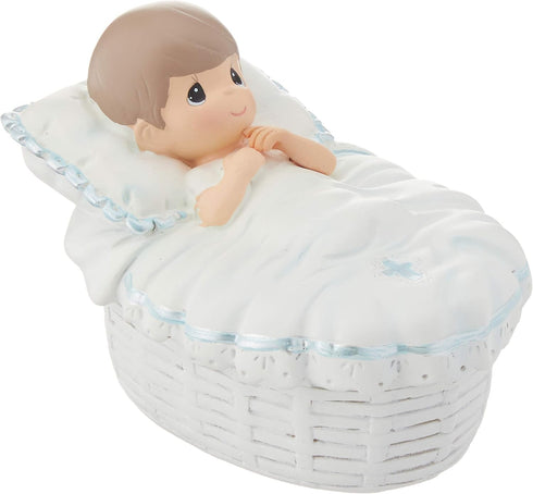 Precious Moments Baptism Gift, Boy's Resin Rosary Box, Hand-Painted Details, Perfect Keepsake