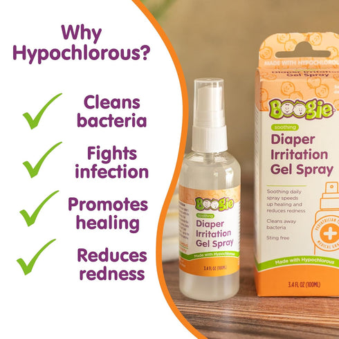 3.4oz (Pack 3) Boogie Hypochlorous Acid Diaper Irritation Gel Spray, Baby Essentials for Diaper Rash, Soothing