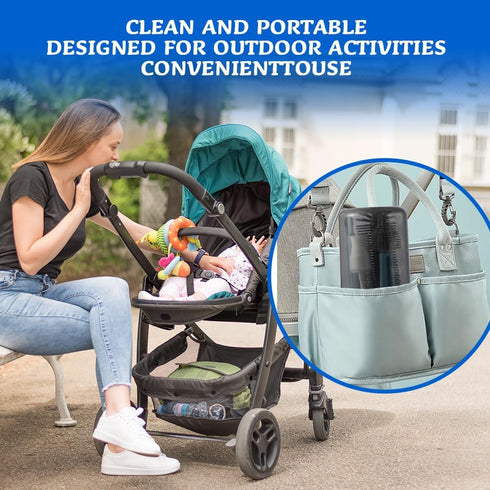 Travel Bottle Cleaner Kit - Portable Baby Bottle Brush Set with Silicone Cleaning Brush and Drying Base