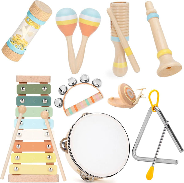 ZJEFUNS Baby Musical Instruments Set Wooden Montessori Toys for Toddlers 1-3 Percussion