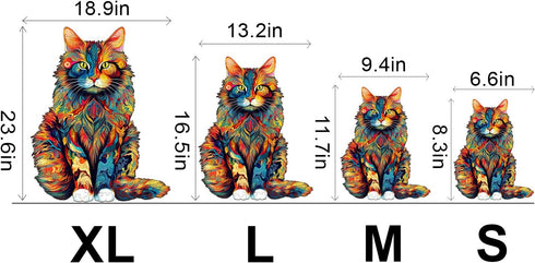 WOODBESTS Wooden Puzzle for Adults, Maine Cat Jigsaw (L, 300pcs, 16.5"x13.2") Unique Shape Gift