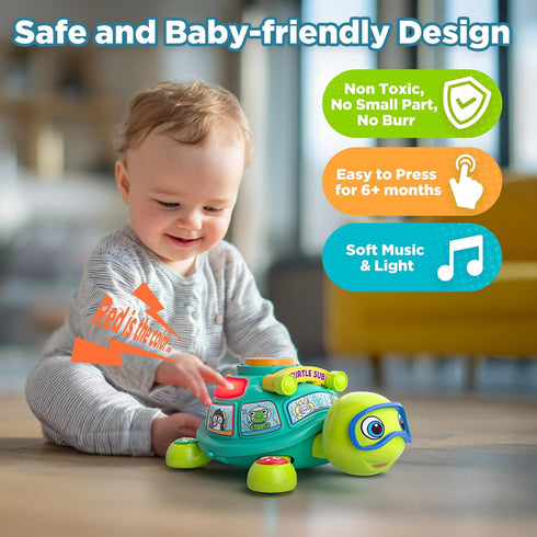 6-12 6 7 8 9 10 3-6-9-12 Educational Baby Toys Month, Musical Crawling Turtle, Infant Toys for Month Old Boy Girl