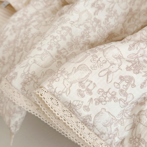 47"x59", BuLuTu Cotton Muslin Blanket for Toddler Girls Boys Rabbit Pattern Baby Quilted Blanket Lightweight Soft