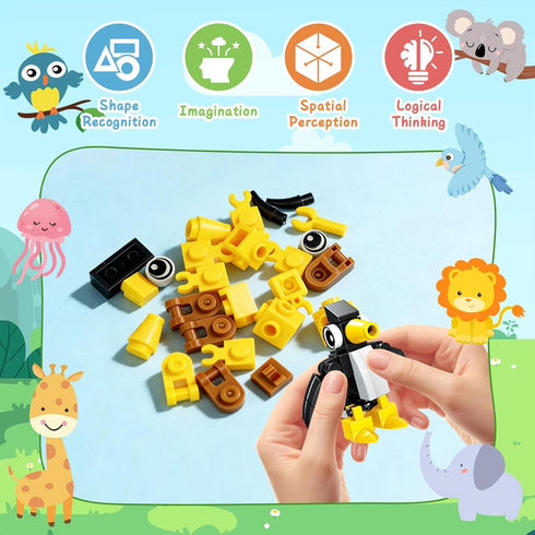 24 Pack 642 Set 612 Party Favors for Kids, PCS Animal Building Blocks Toy Goodie Bag Fillers, Classroom Prizes