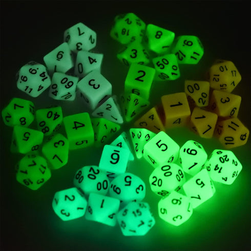 Glow in The Dark DND Dice Set, 11 x 7 Polyhedral Dice (77pcs) for Dungeons and Dragons Tabletop Role-Playing Games
