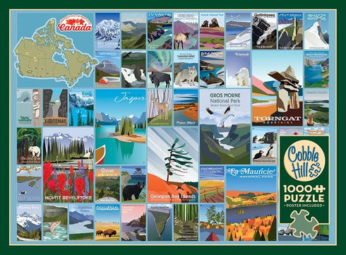 Cobble Hill 1000 Piece Puzzle - National Parks and Reserves of Canada with Sample Poster Included