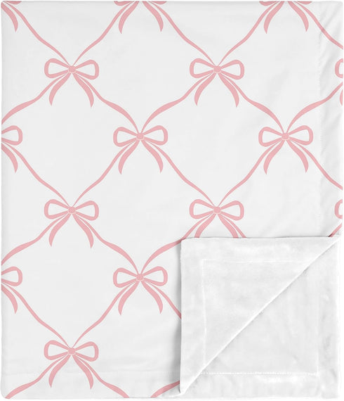 Sweet Jojo Designs Soft Baby Blanket (Pink Bows) for Girls, Infant, Newborns,