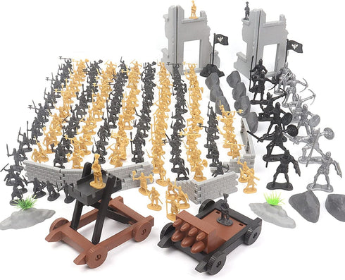 Toy Soldiers Medieval Plastic Knight Action Figure - Castle Playset with 250PCS Mini Ancient Soldiers Warriors