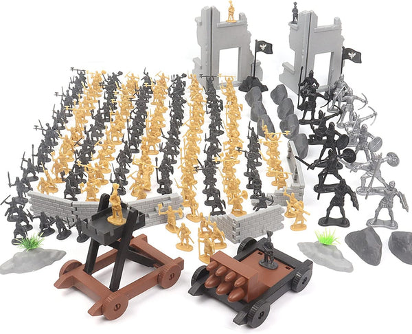 Toy Soldiers Medieval Plastic Knight Action Figure - Castle Playset with 250PCS Mini Ancient Soldiers Warriors