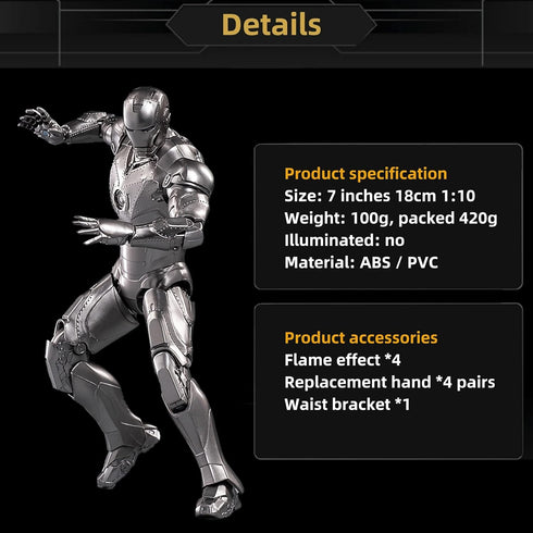 Ironman MK2 Collectible Action Figure - 7 Inch 10th Anniversary Movable Mark Model Toys (MK II)
