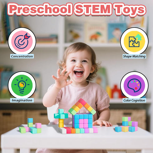 100pcs 3-8, 3-5, 4-8 Magnetic Blocks, Magnetic Cubes for Kids Ages STEM Educational Building Toys for Toddlers