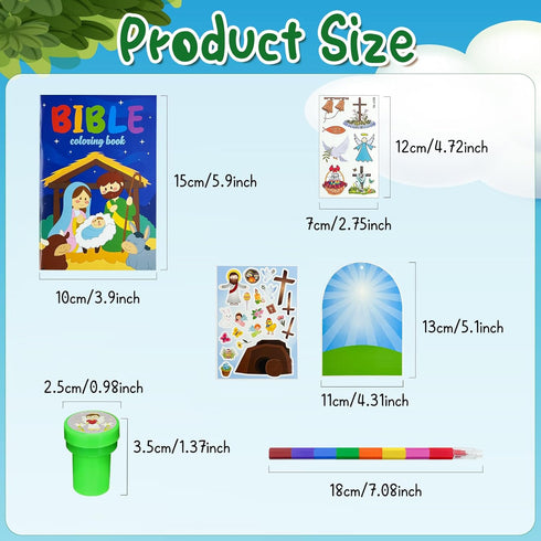 60 Cinrobiye Pcs Easter Party Favors for Christian,Christian Coloring Books with Stacking Crayons Bulk Religious Easter