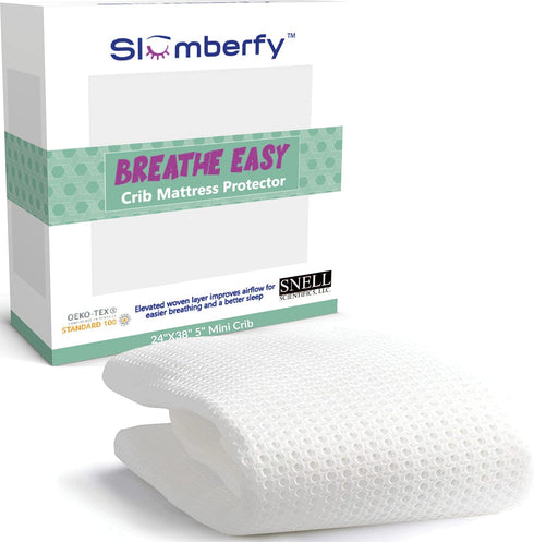 Breathable Mini Crib Waterproof Mattress Protector Pad- Hypoallergenic - Noiseless - Washable-